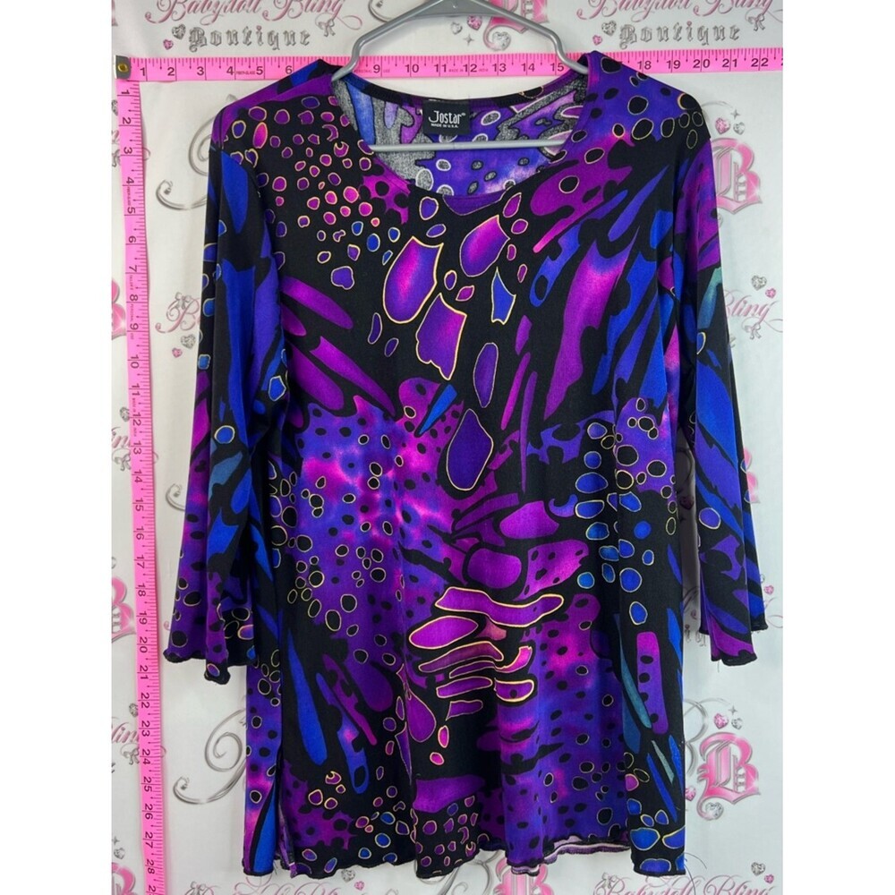 Justify shirt butterfly Women's Vibrant Purple & Blue Abstract Long Sleeve Top